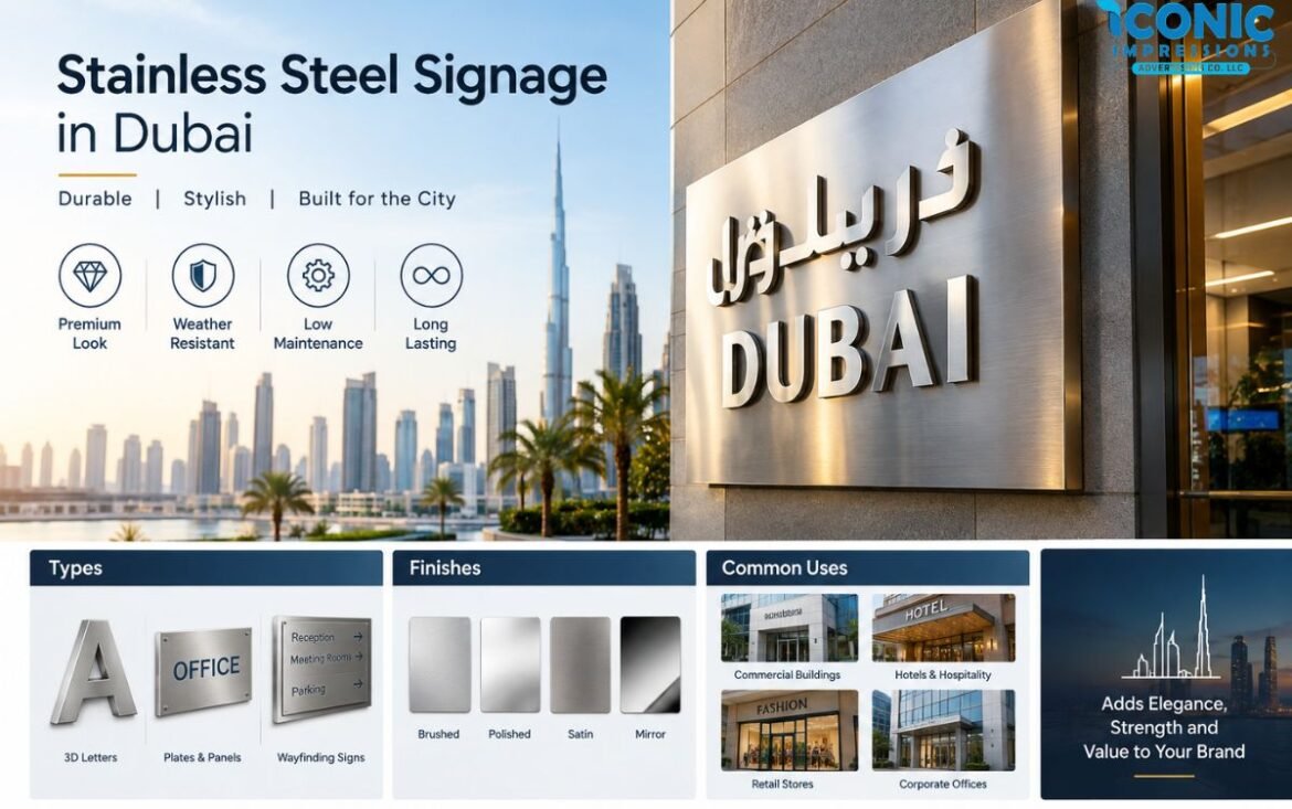 Stainless Steel Signage in Dubai Types, Finishes, Uses and Benefits